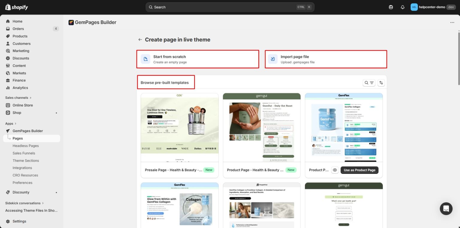 How to Create a New Page in GemPages - Help Center