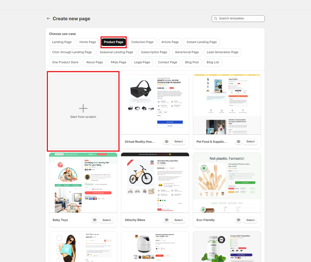 choose page type