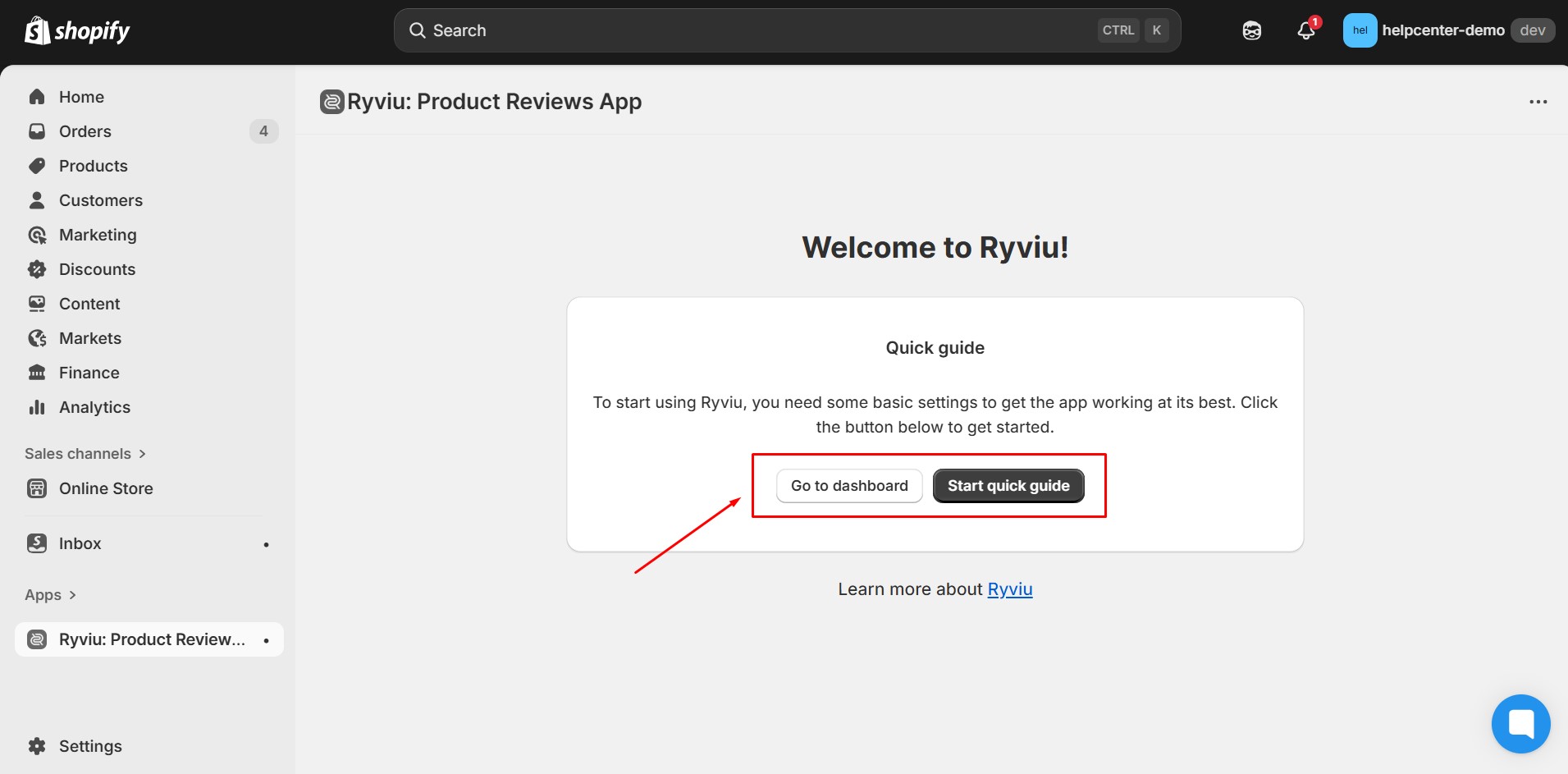 ryviu-install-go-to-dashboard