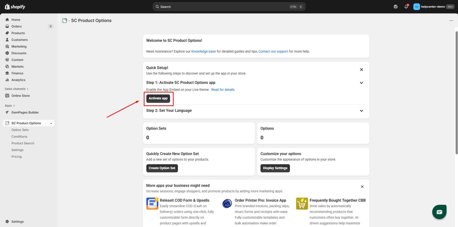 SC Product Options - Help Center