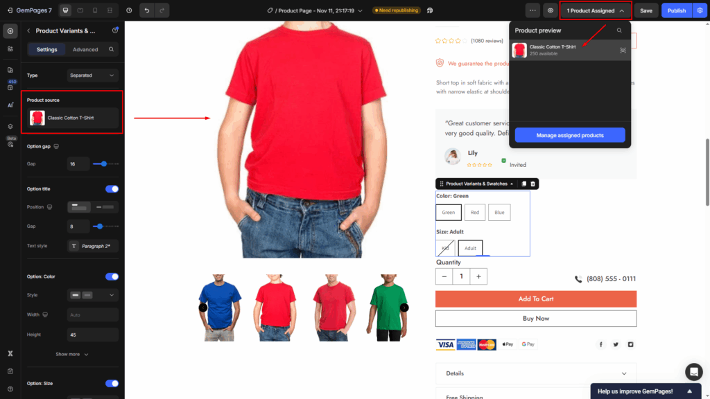 Product Variants and Swatches Element - Help Center
