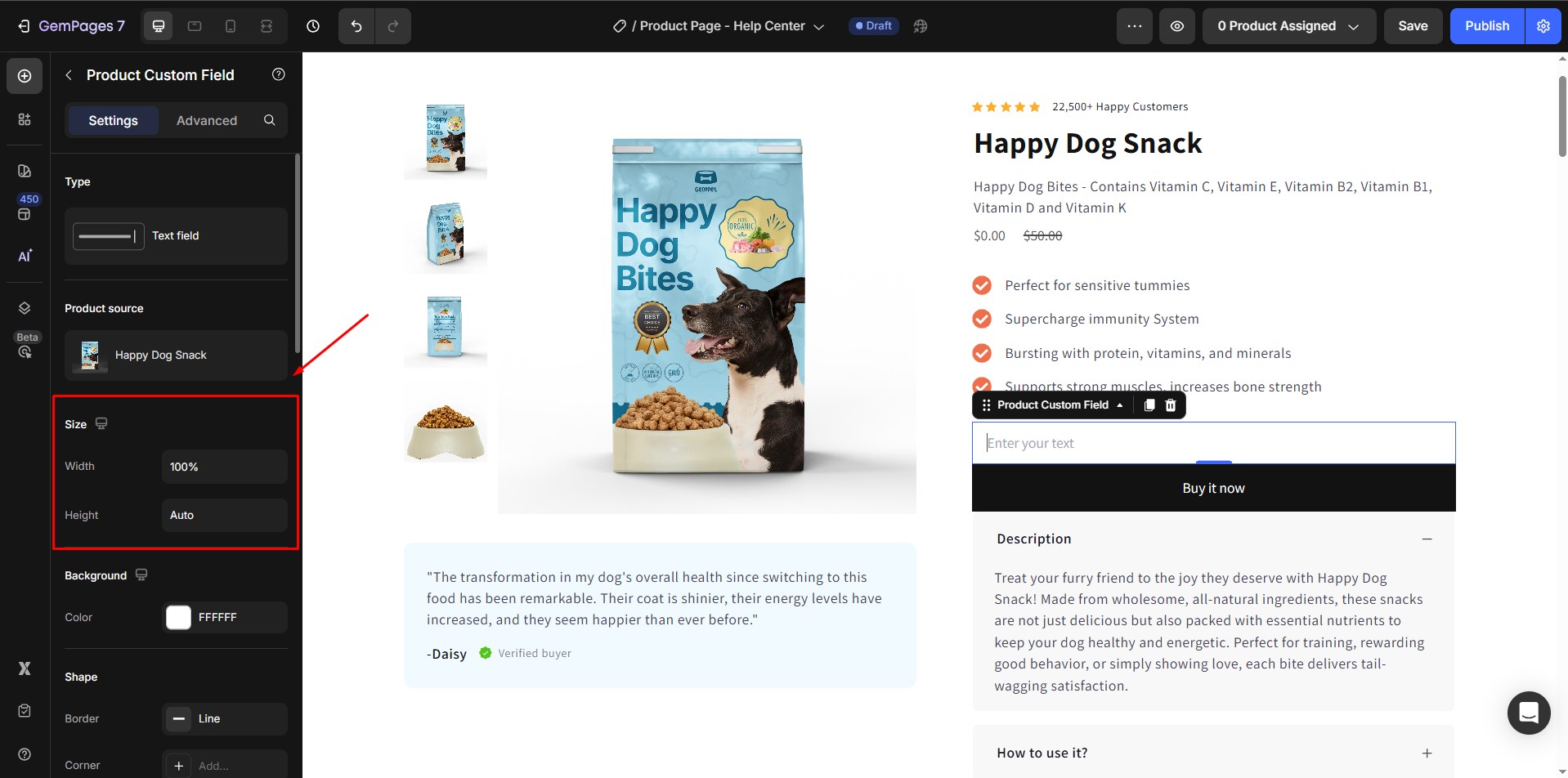 product-custom-field-size