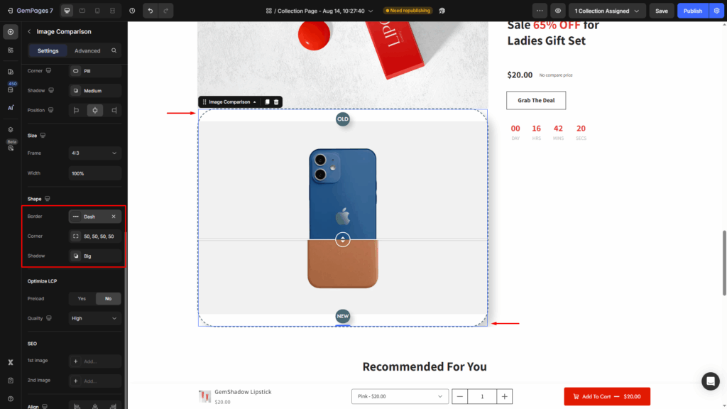 Comparison Image Element - Help Center
