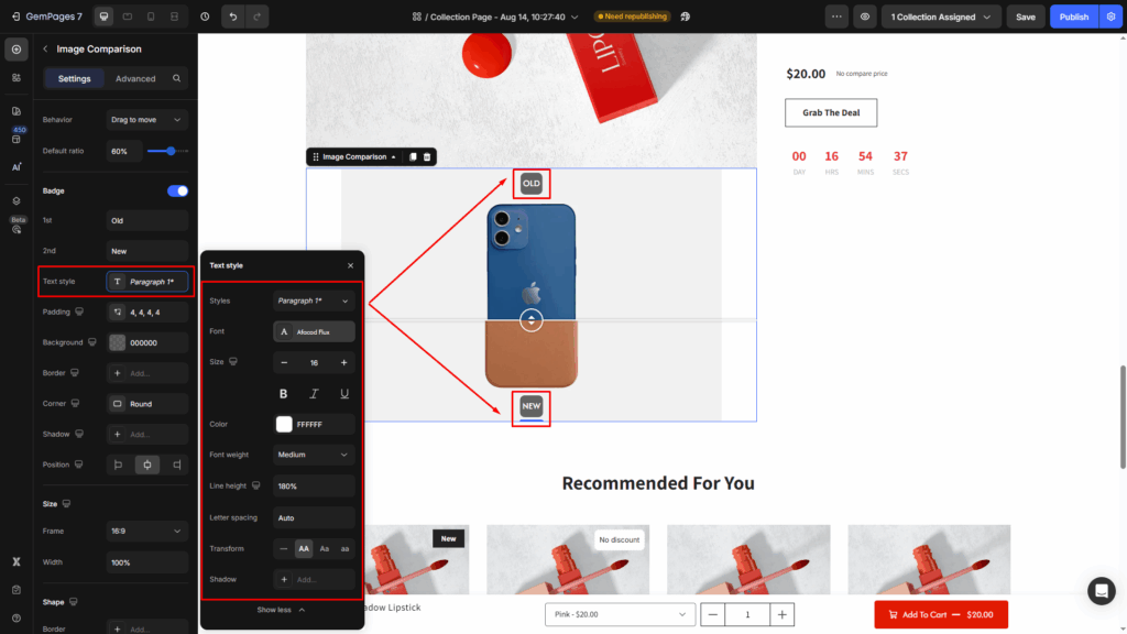 Comparison Image Element - Help Center