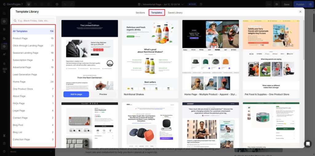 Template Library V7 - Help Center