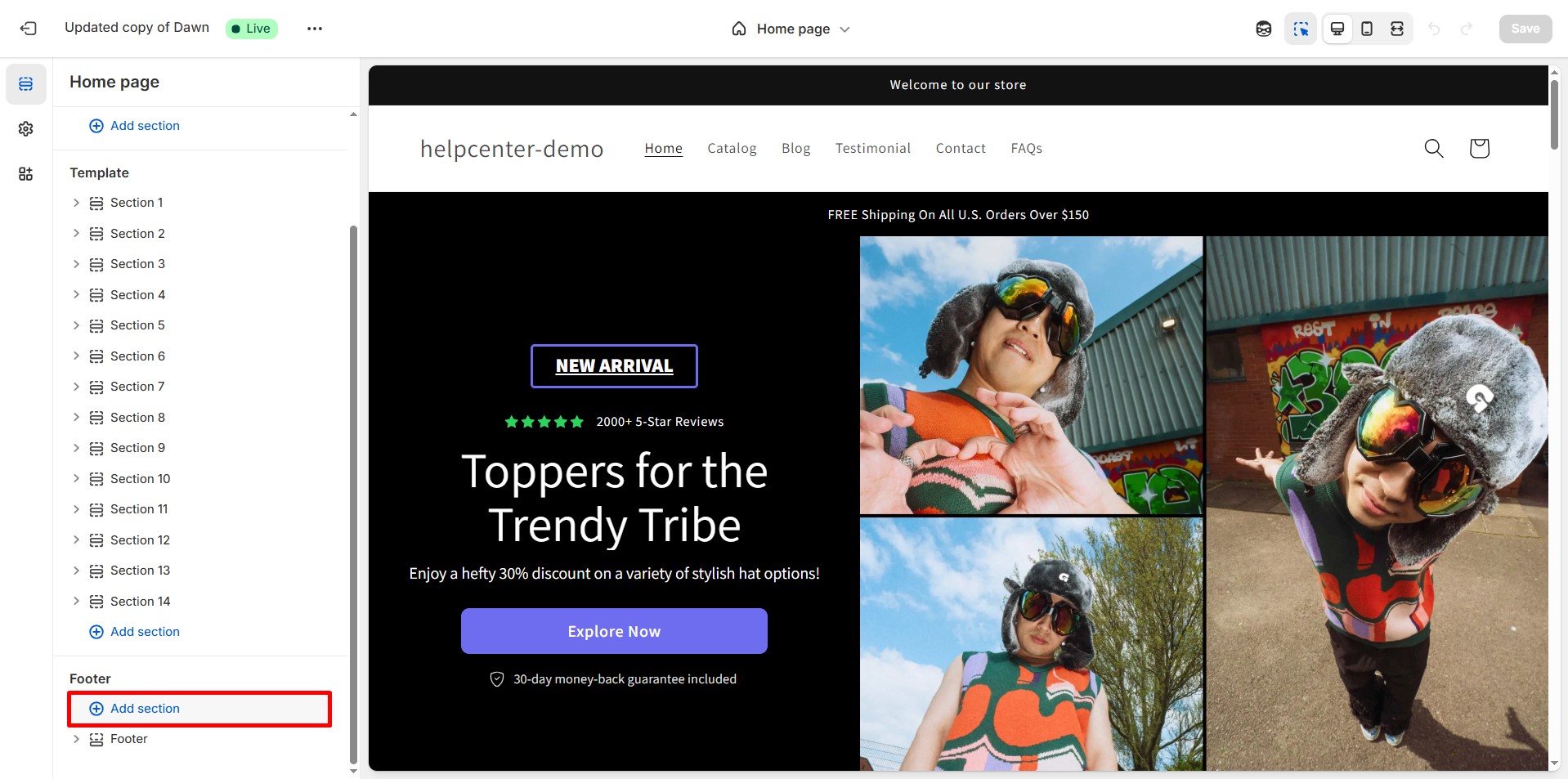add-footer-click-add-footer