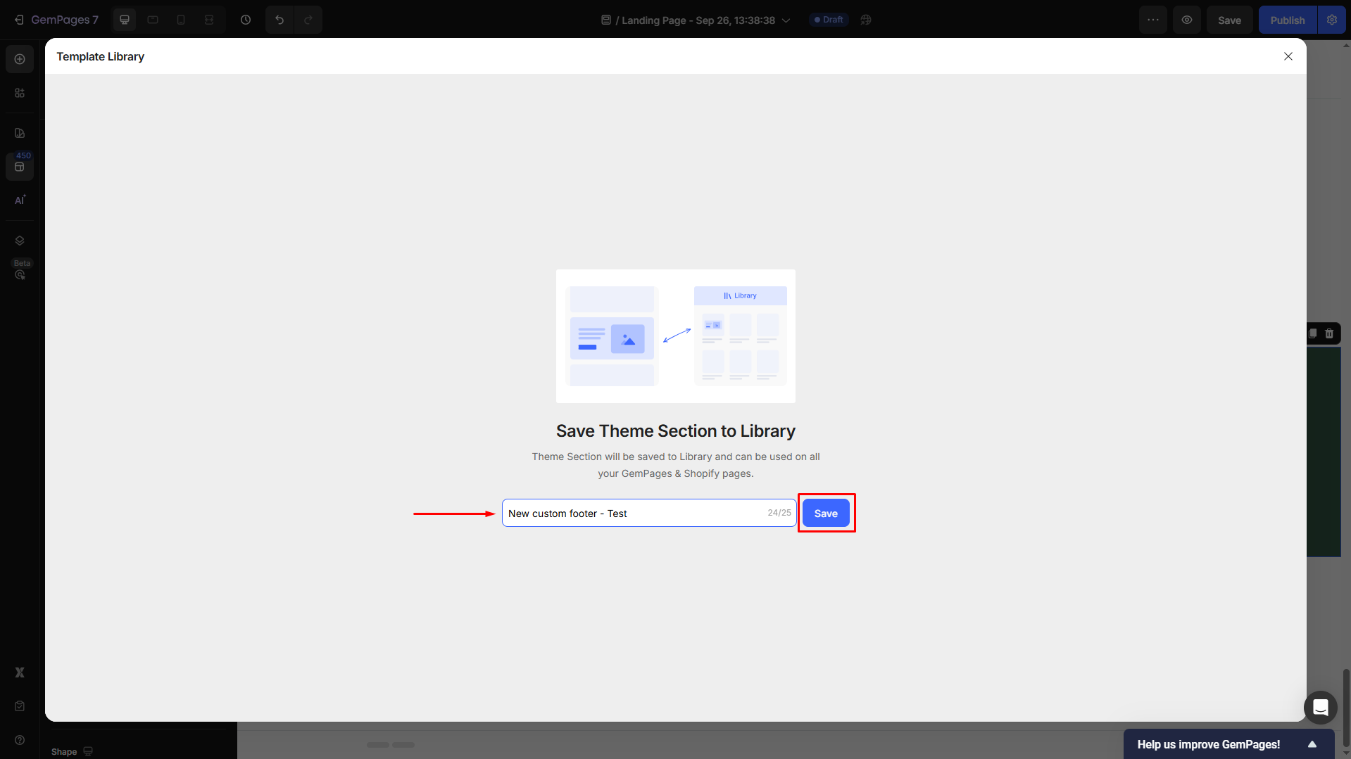 Enter the theme section name