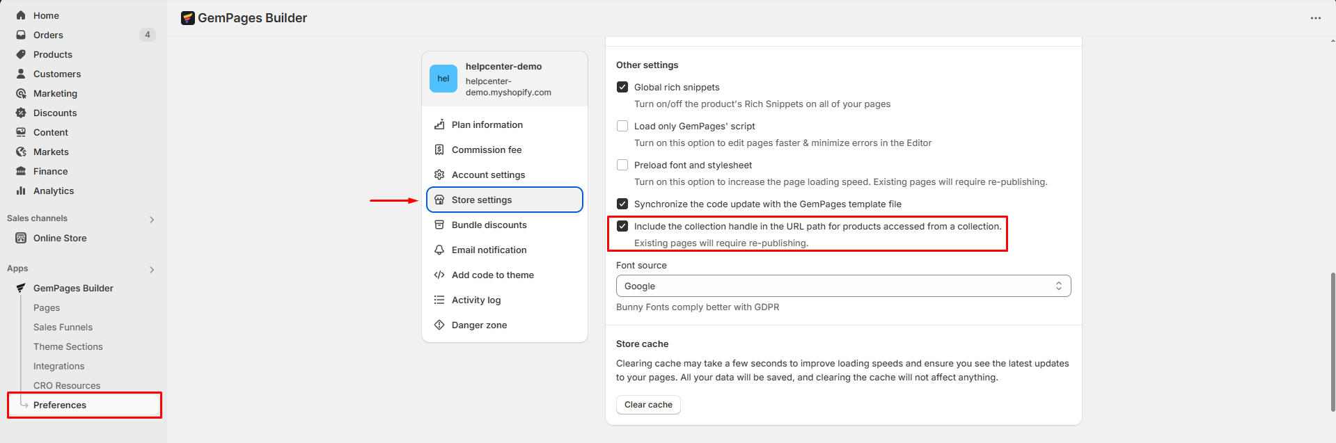 Turn on include the collection handle