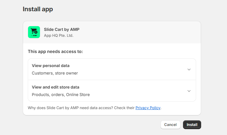 install slide cart drawer by amp step 2