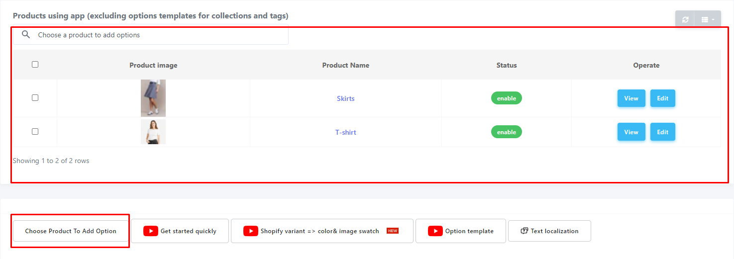 how to set up king product options 
