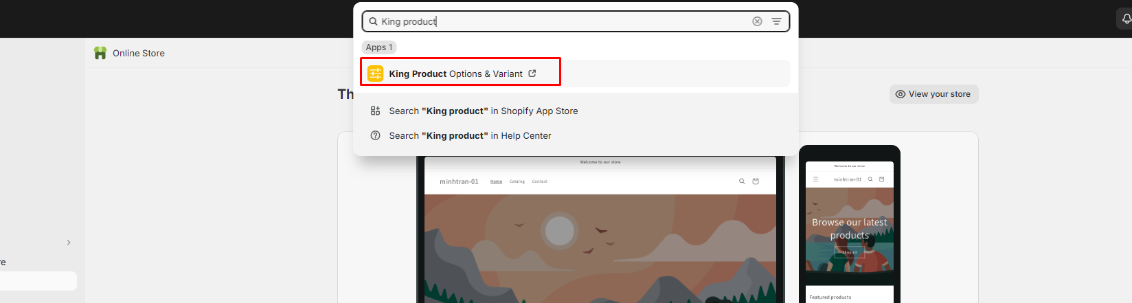 set up king product options