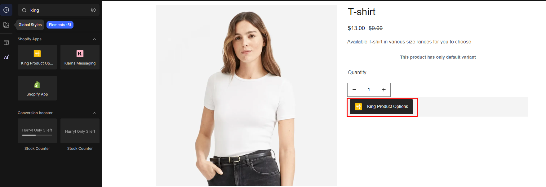 set up king product options with gempages