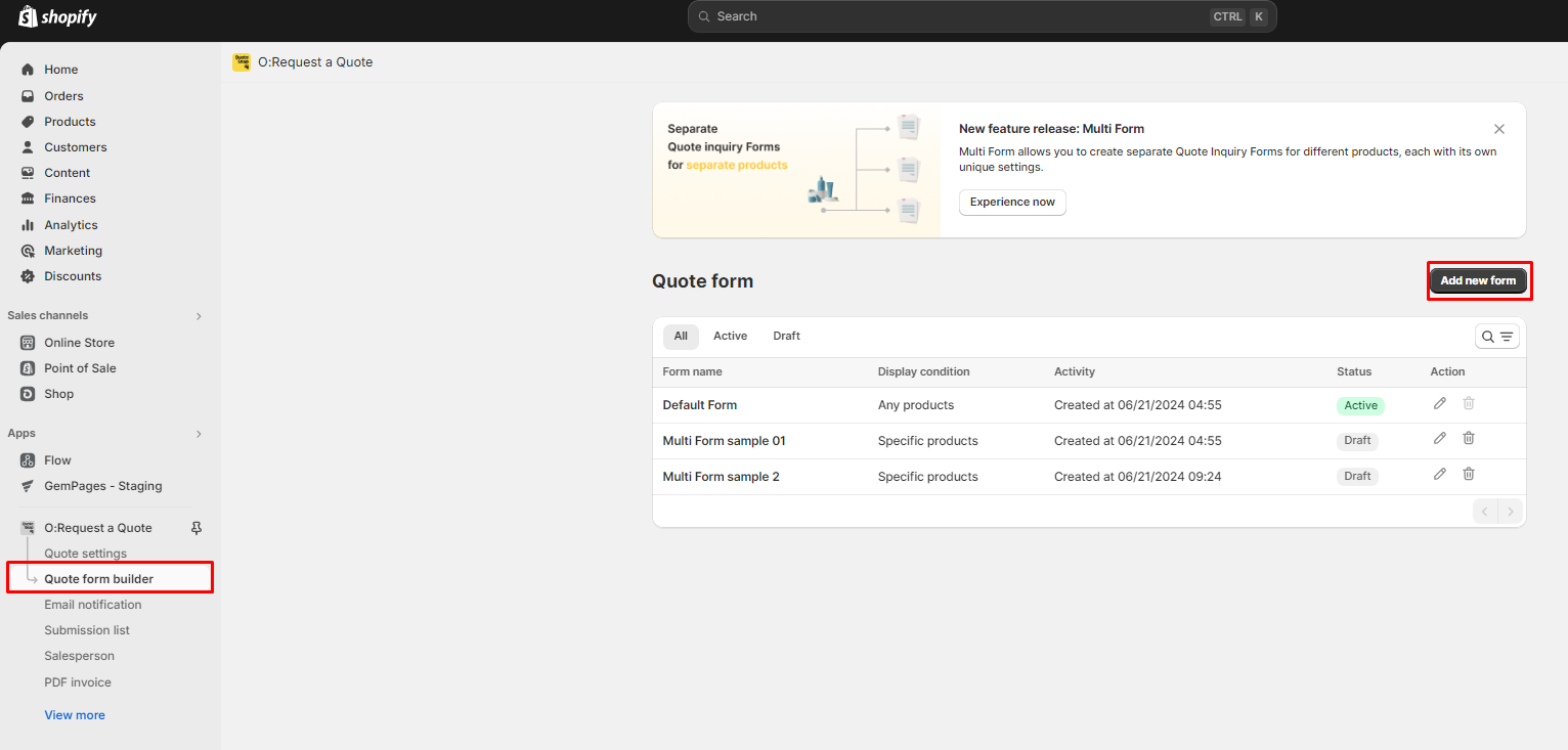 add new form in O:request and hide price 