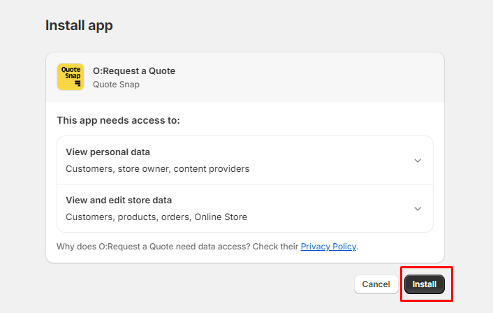 install O:Request a quote and hide price step 2 