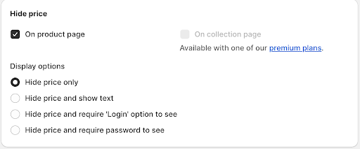 hide price on product page