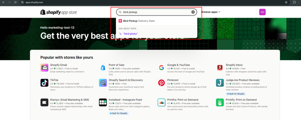 install Bird Pickup Delivery Date