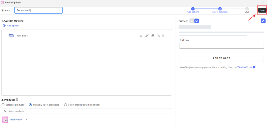 set up Easify Product Options Variant step 5