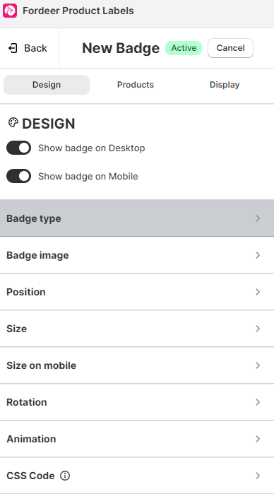 design section in Fordeer Product Labels & Badges