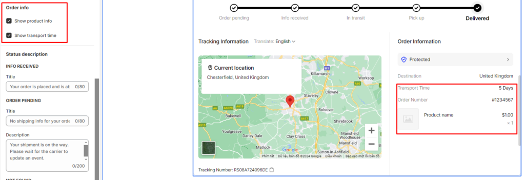 order info in 17TRACK Order Tracking‑PaySync
