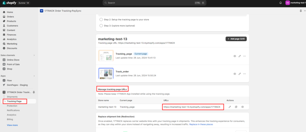 set up 17TRACK Order Tracking‑PaySync step 2
