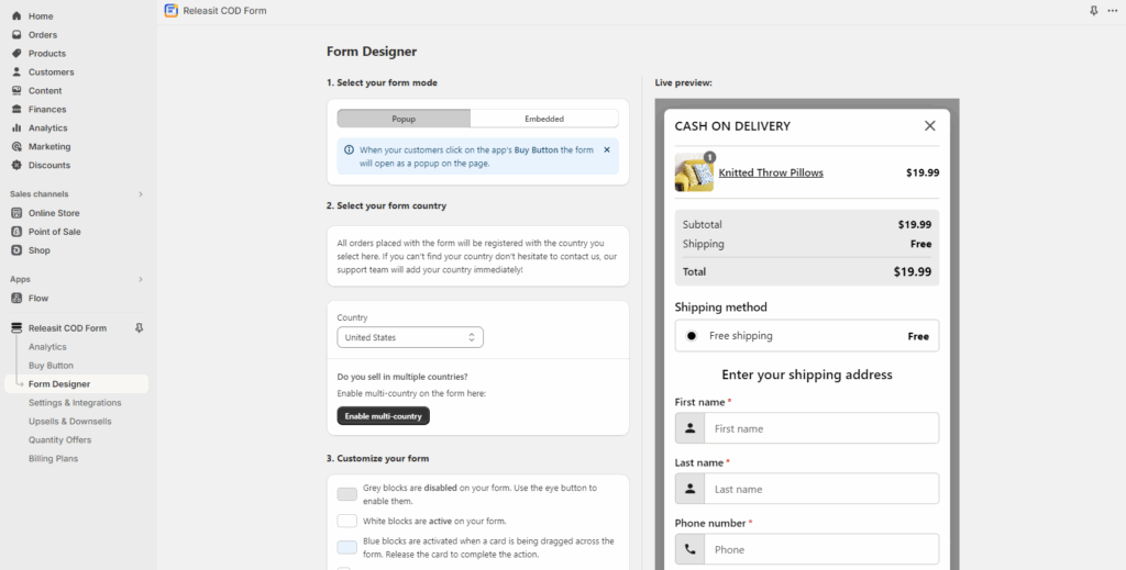 Relesit Releasit COD Form & Upsells - Help Center