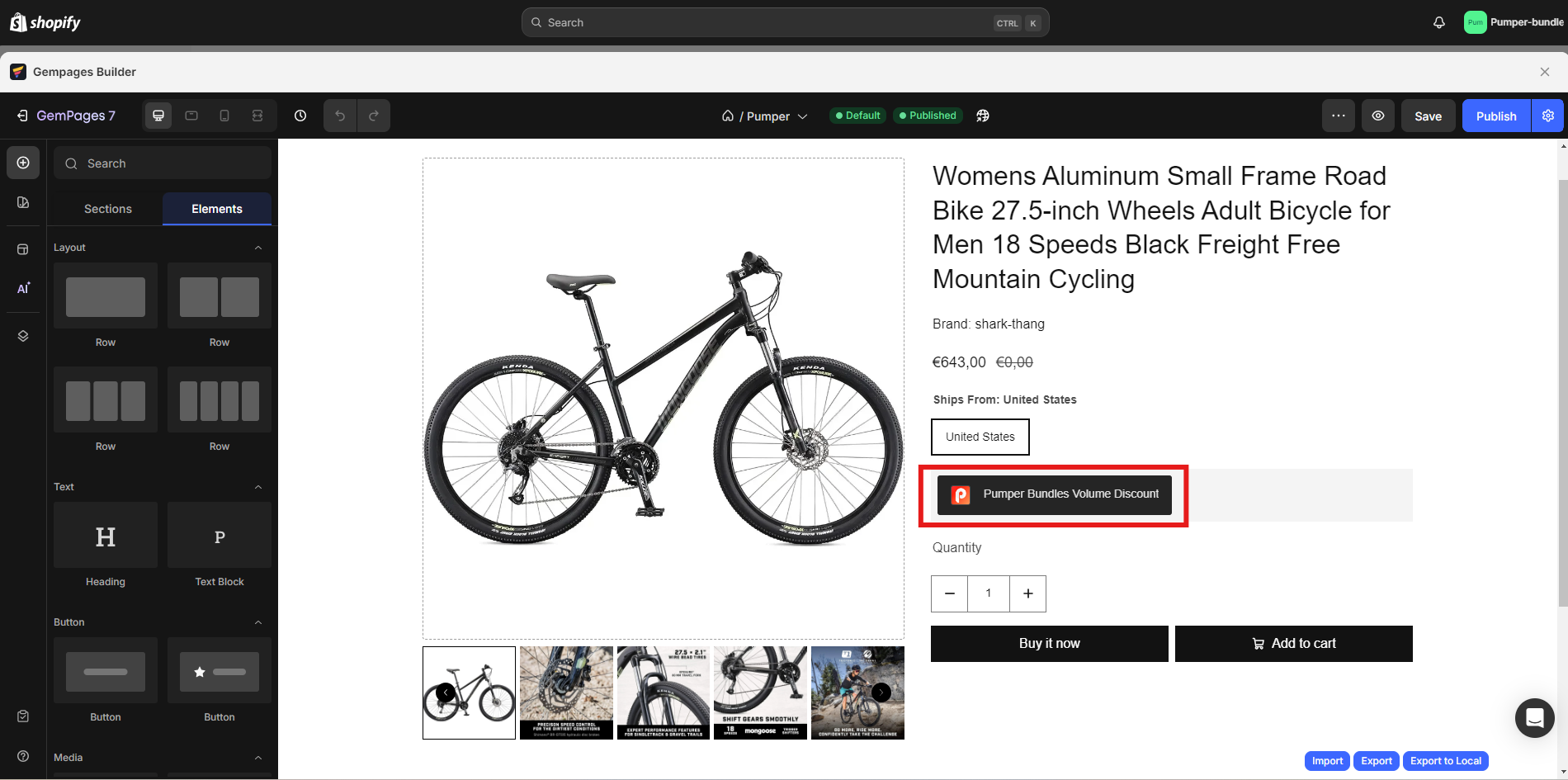 Pumper Bundles Volume Discount - Add element on GemPages