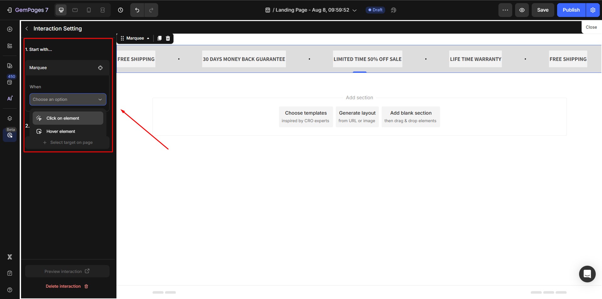 marquee-element-interaction