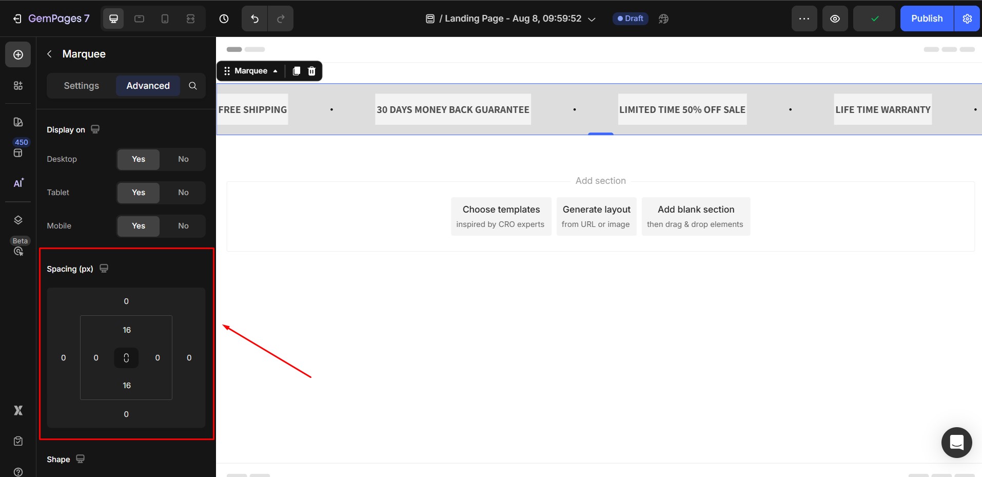 marquee-element-spacing