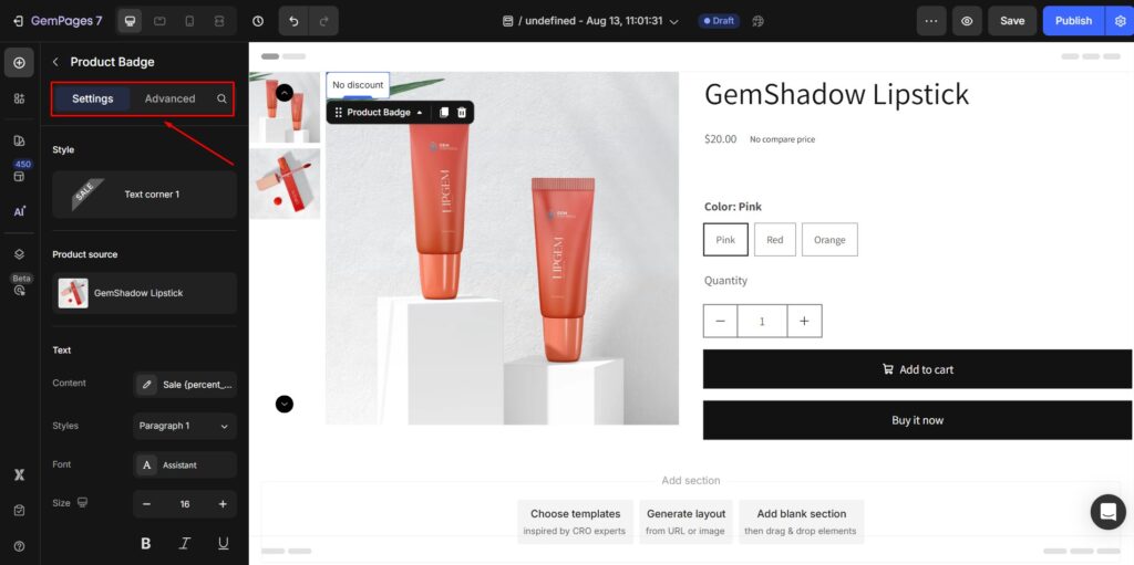 Product Badge Element