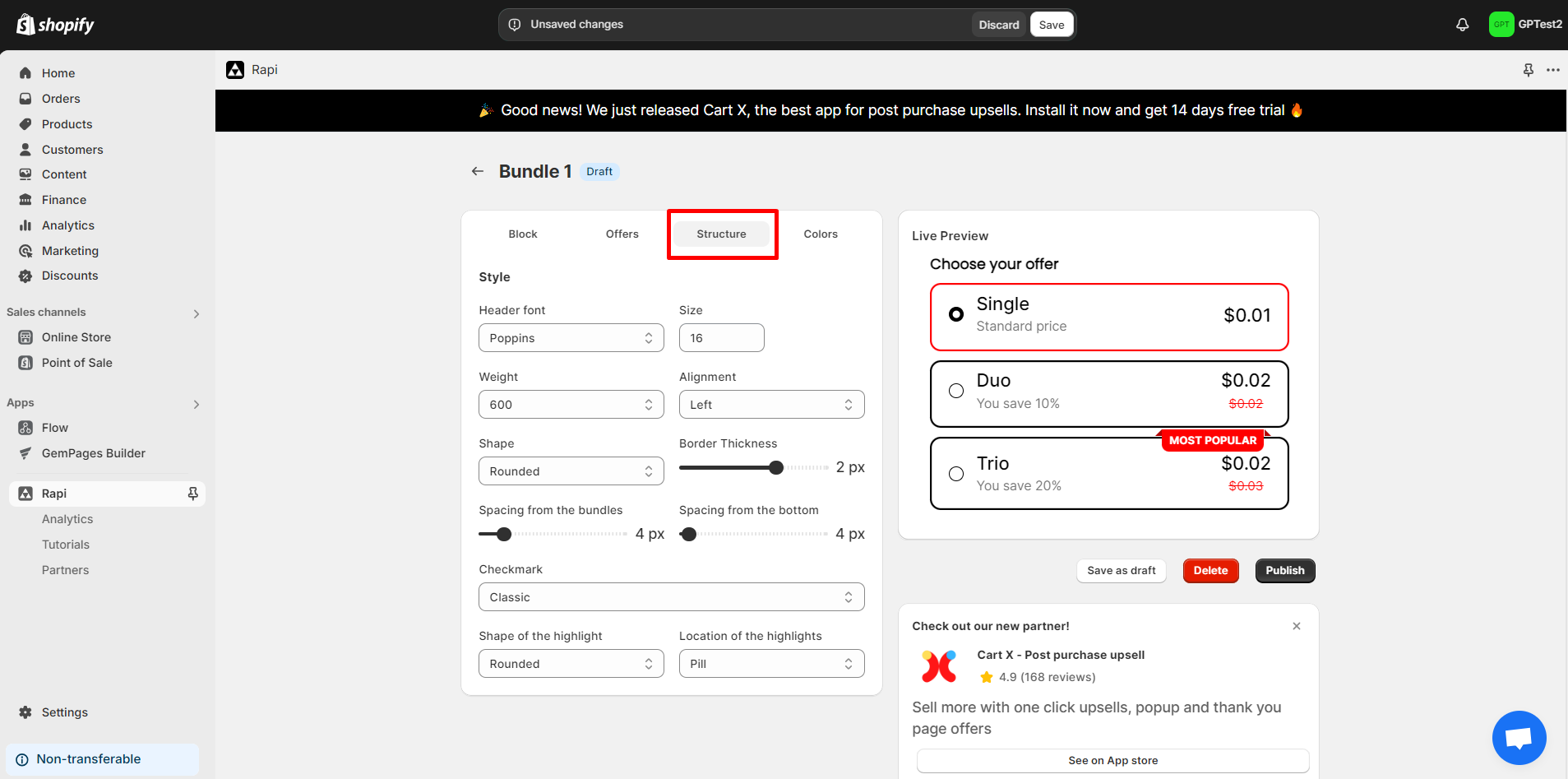 bundle-structure-setting