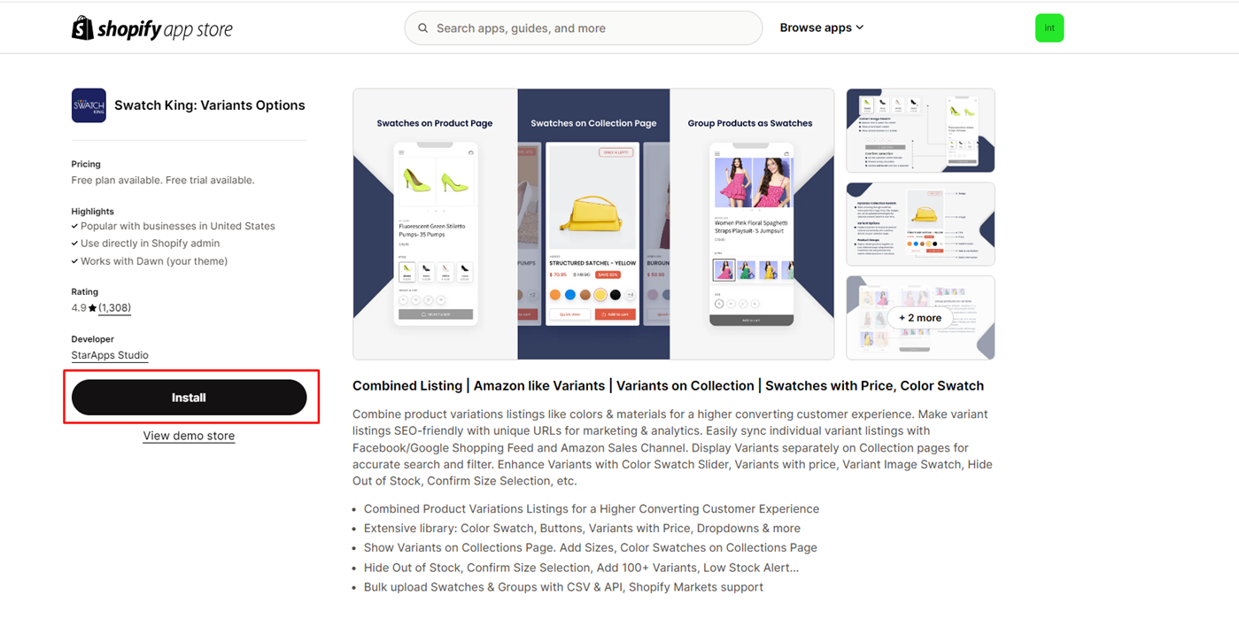 install-swatch-king-variants-options