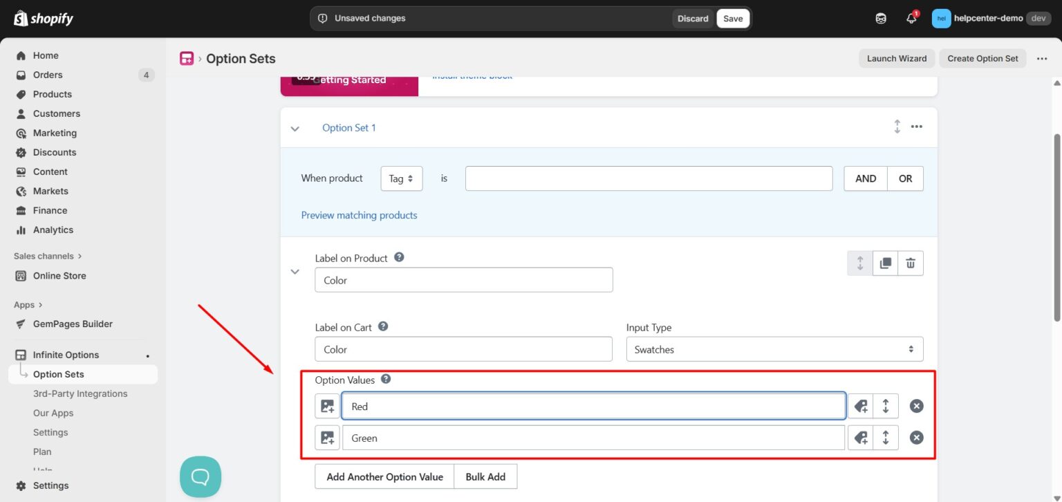 Infinite Product Options - Help Center