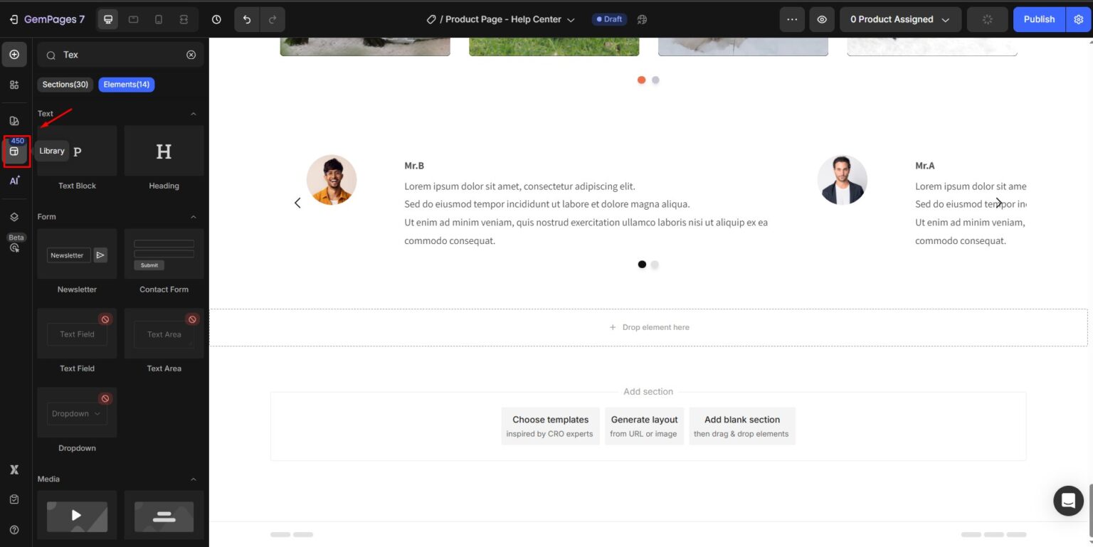 Design Testimonial Section with Carousel Element - Help Center