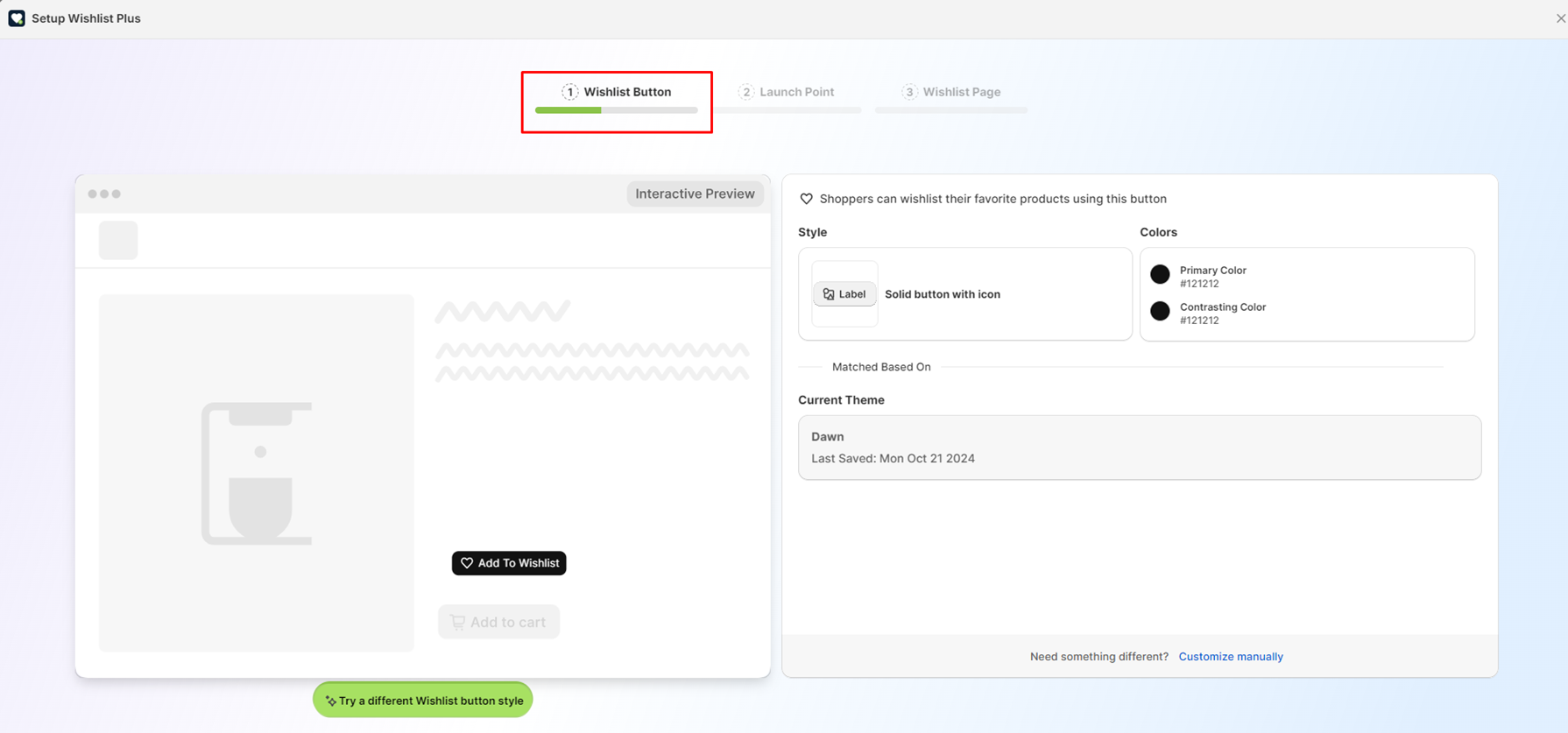 customize-wishlist button