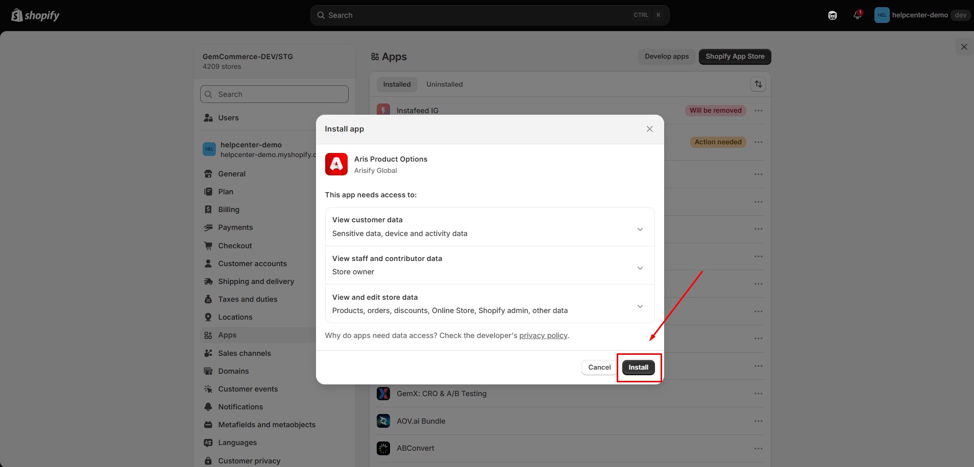 install-aris-confirm