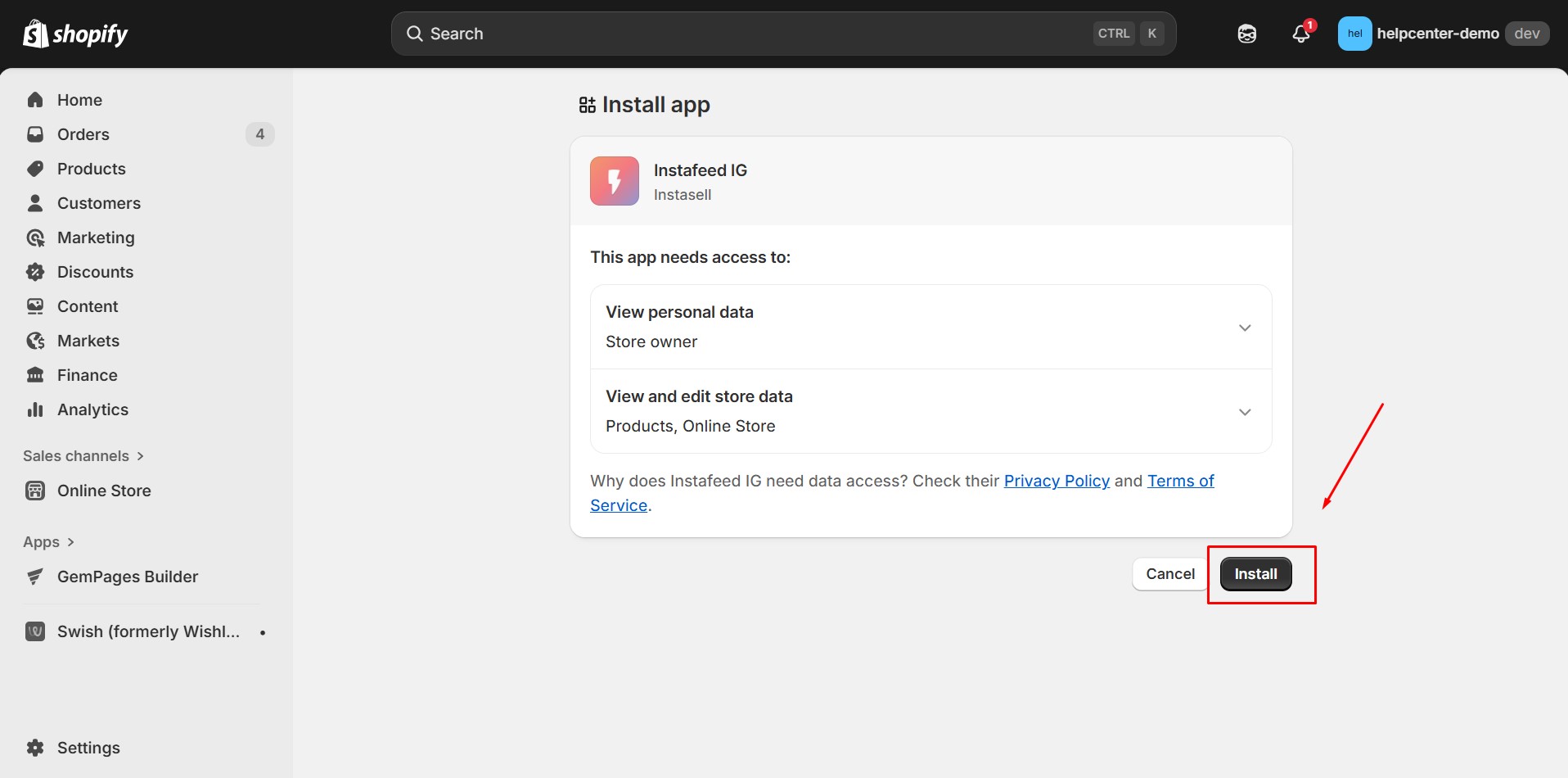 instagram-feed-install-confirm