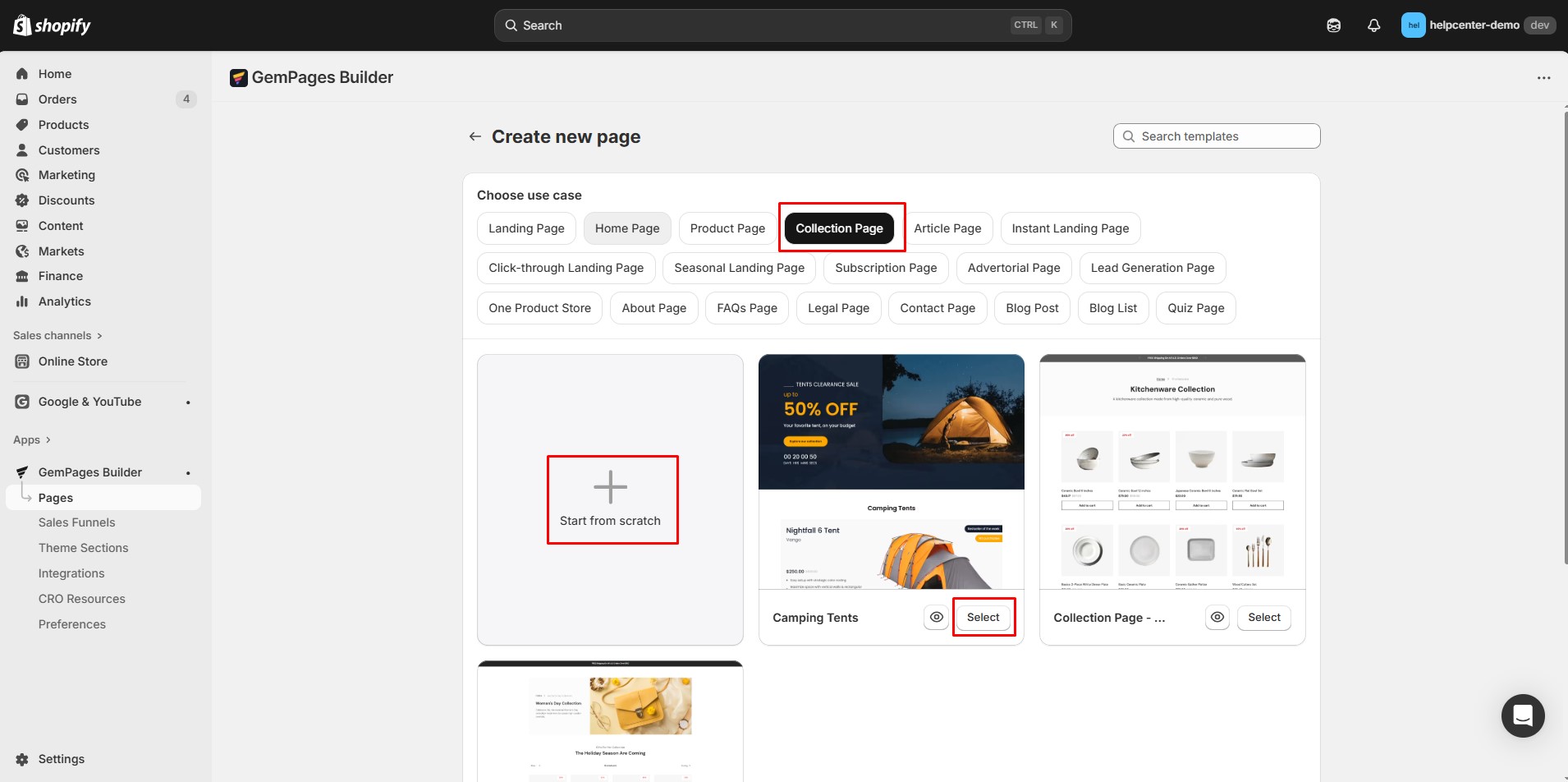 create-collection-page-select-collection-page