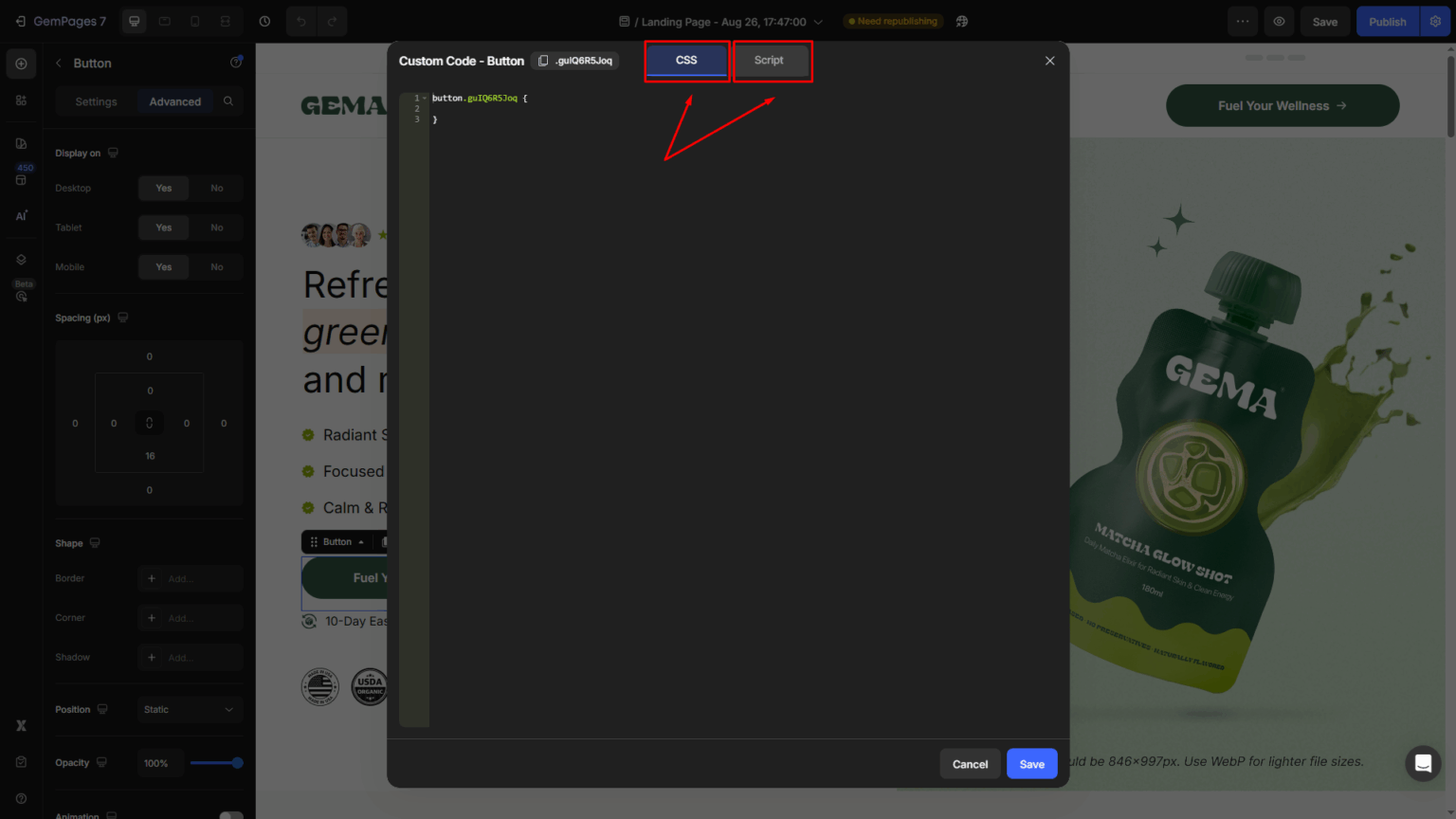 Customize Style of Element with Custom CSS & Javascript Code - Help Center