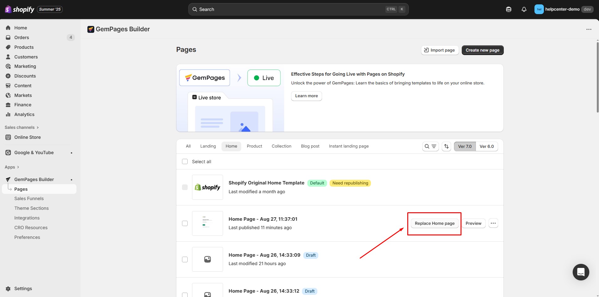 use-gempages-page-homepage-replace-homepage