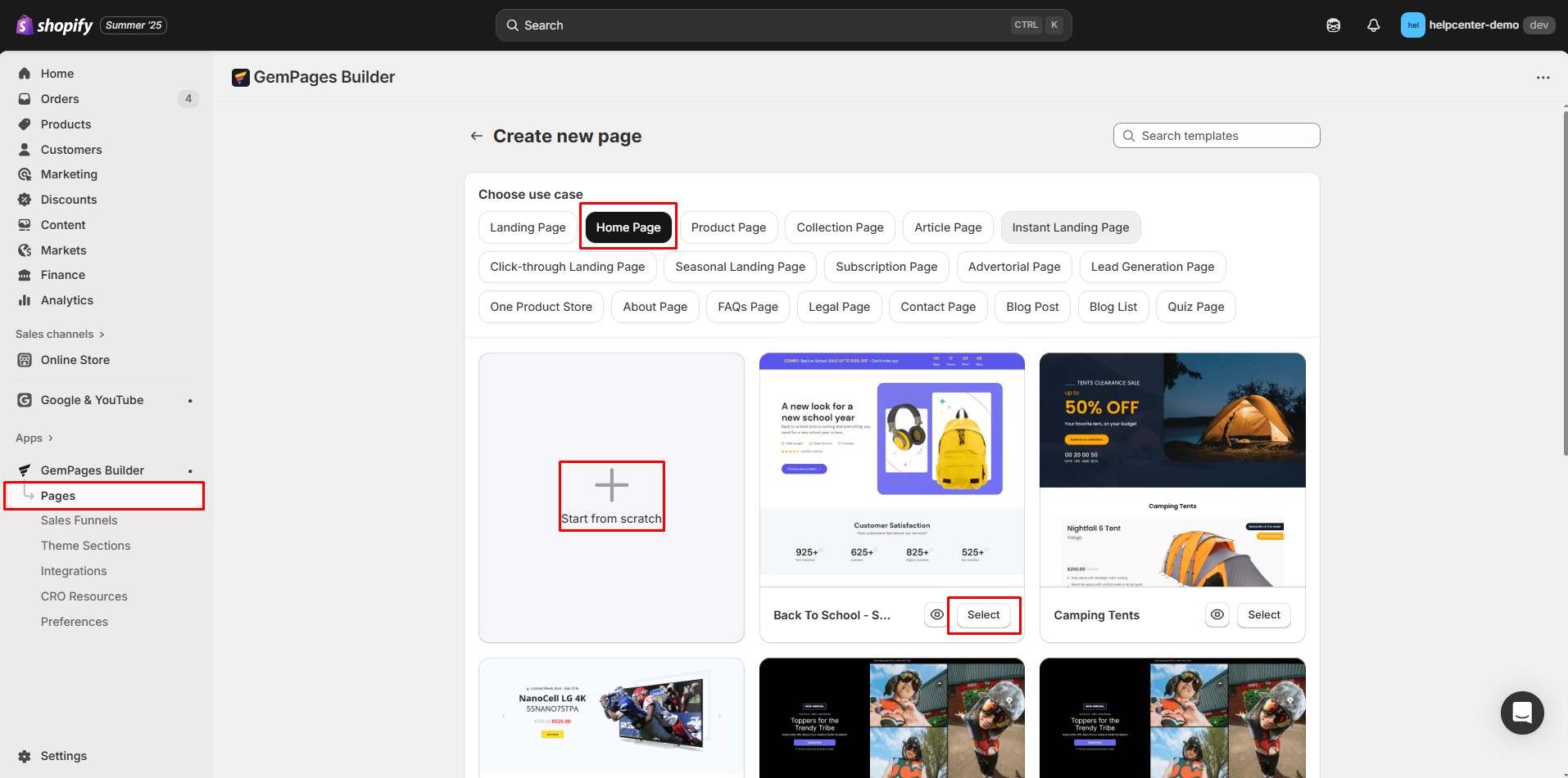 use-gempages-page-homepage-create-new