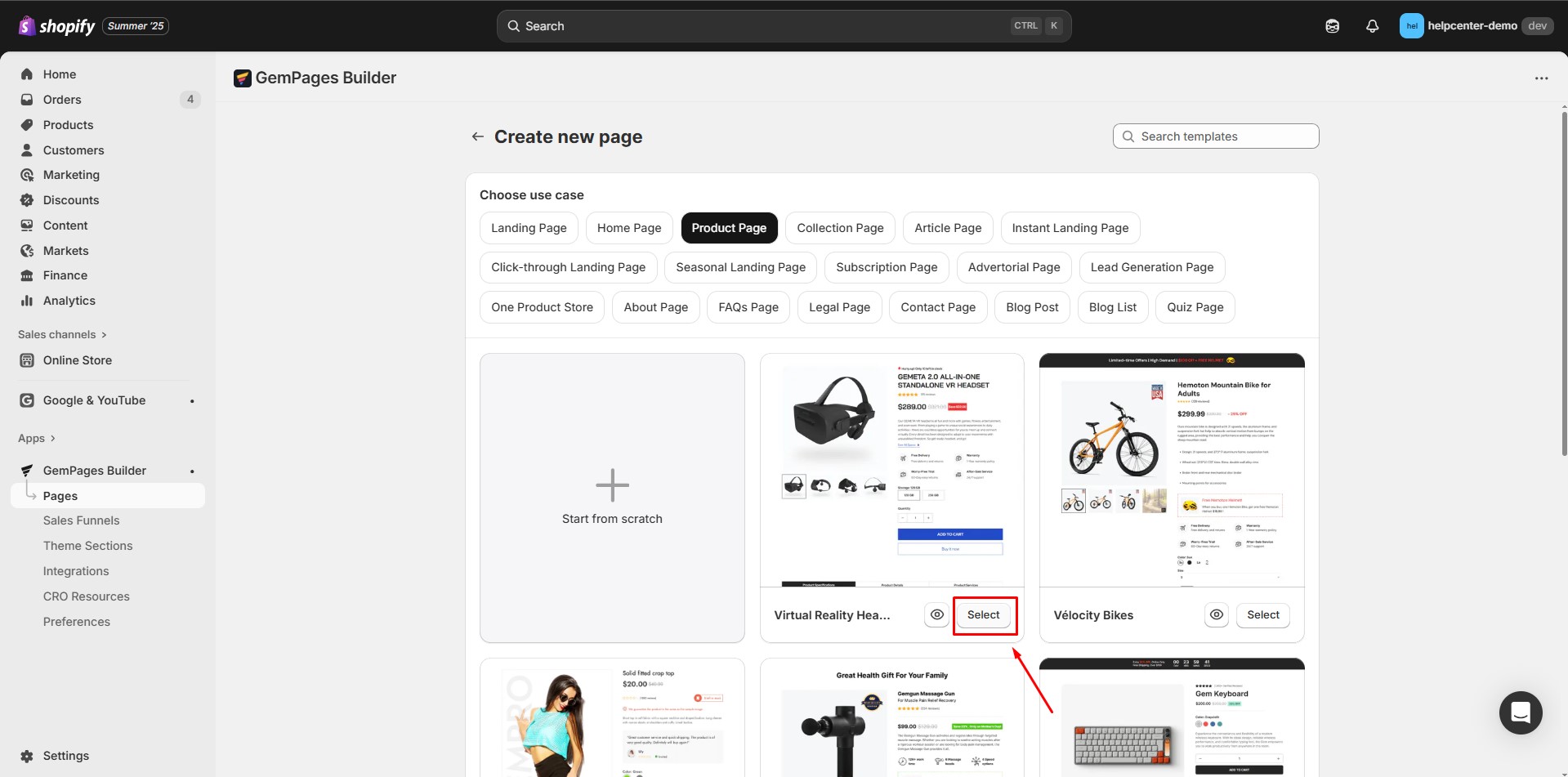 product-page-template-select-template