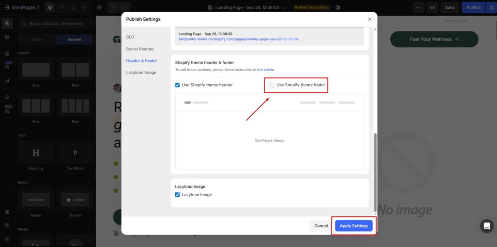 Hide the Header and Footer on GemPages Pages - Help Center