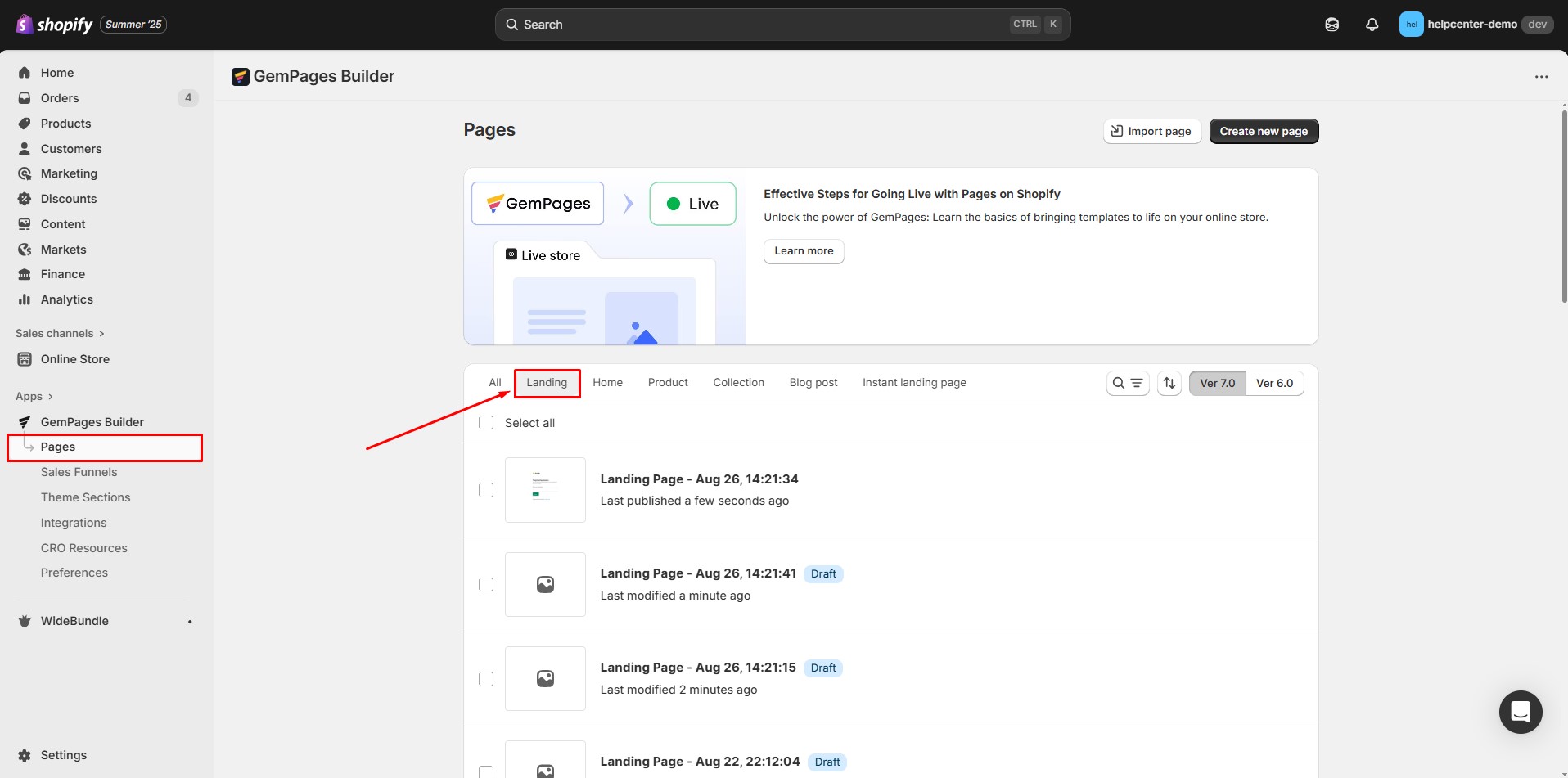remove-header-select-landing-page