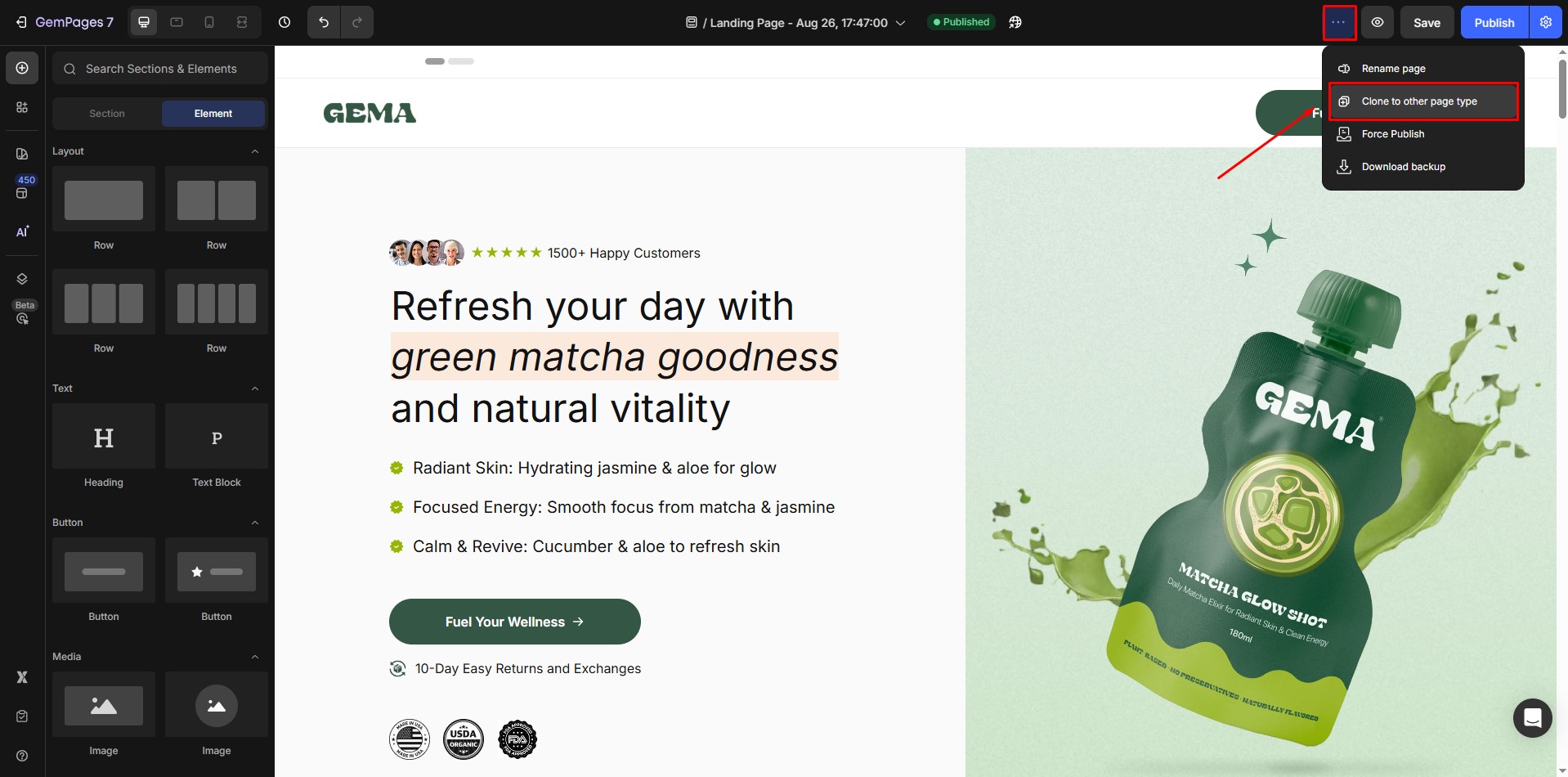 set-landing-as-homepage-clone-page-type