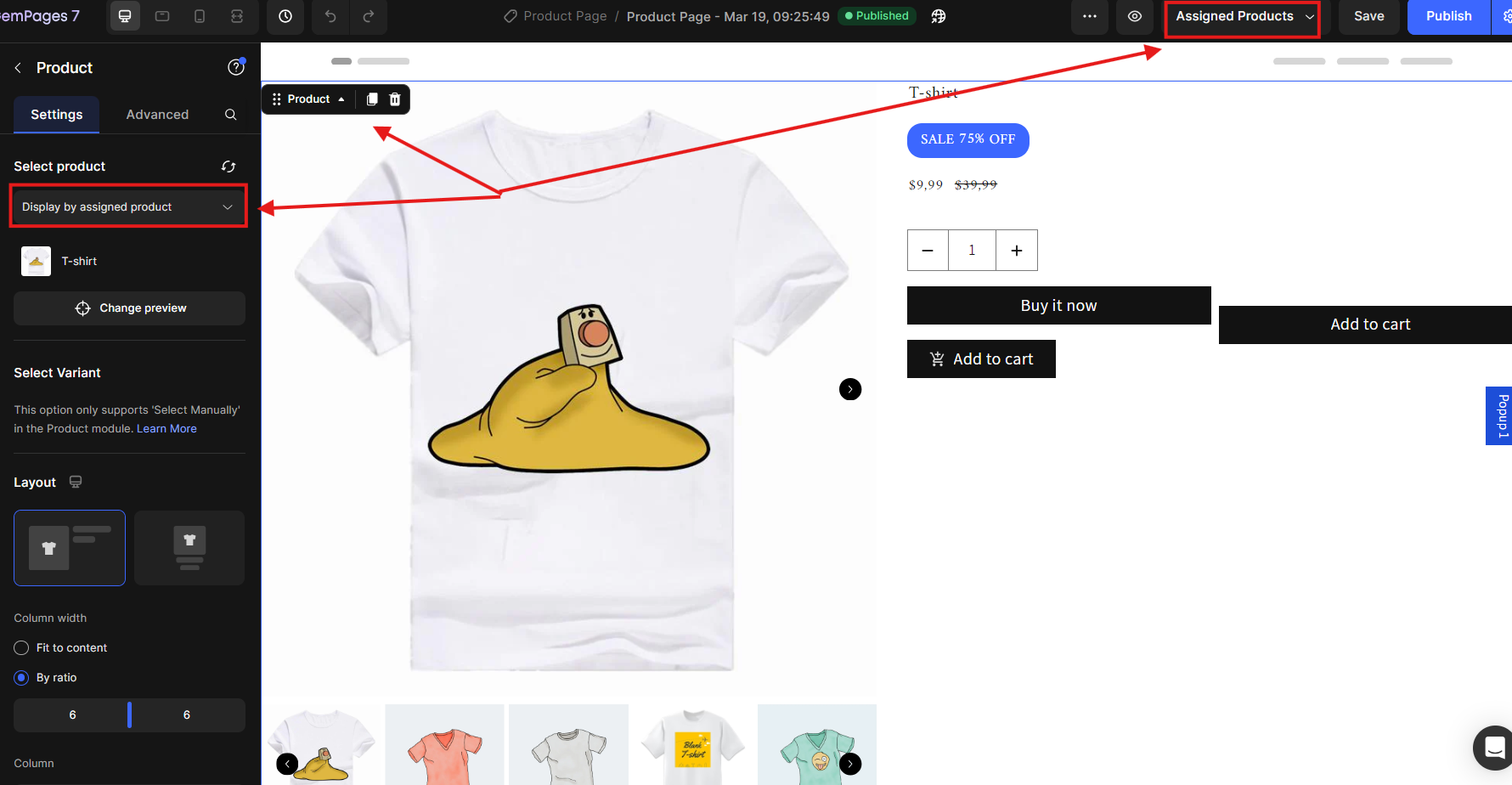 Display by assigne products