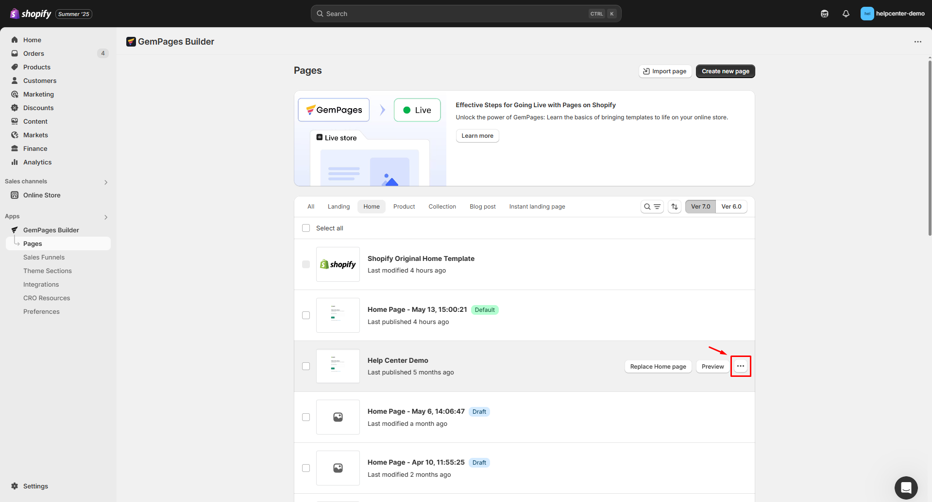 Open the dropdown menu