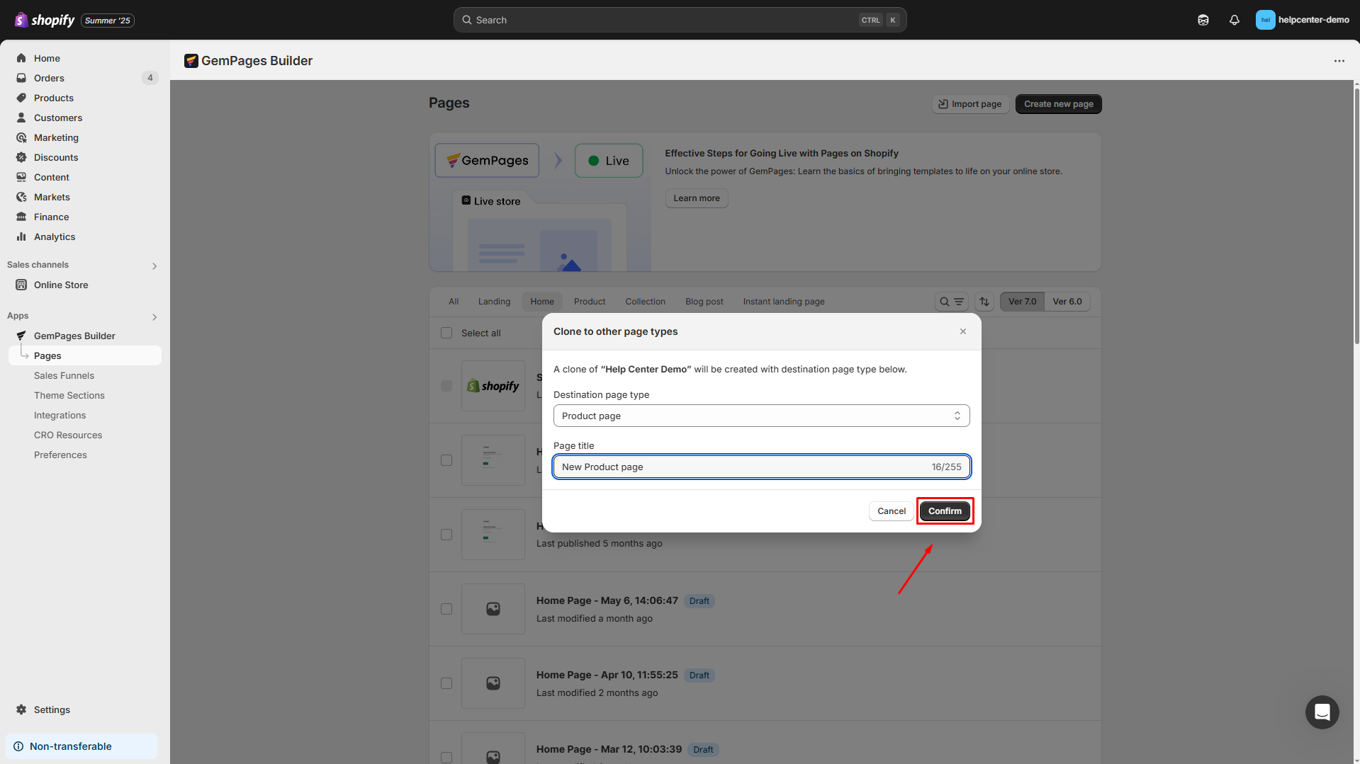 Confirm the clone process