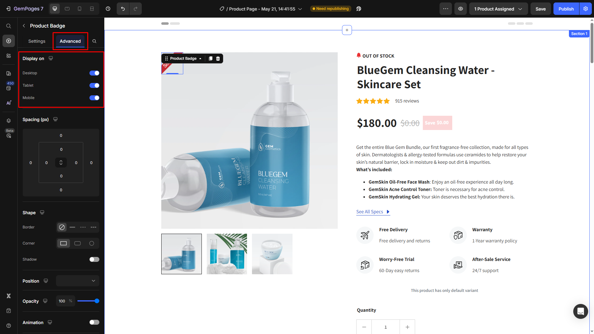 Choose devices to display on