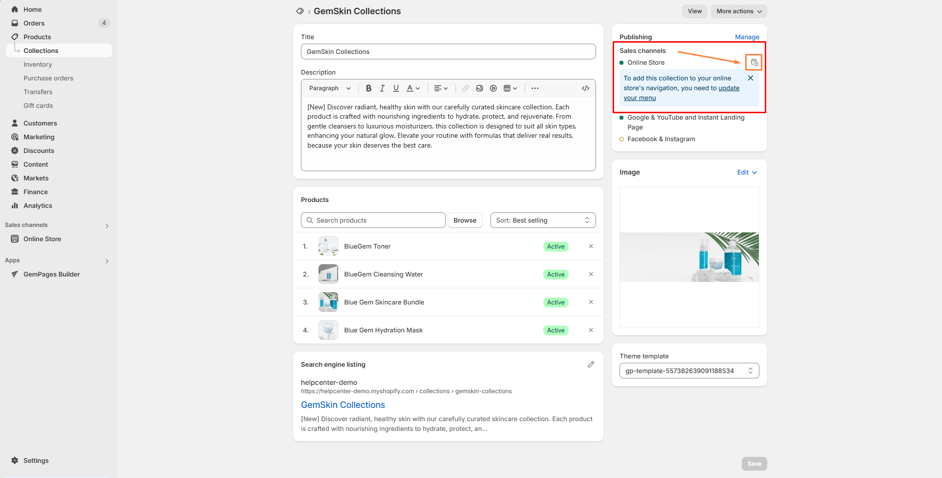 Online store Sales channels