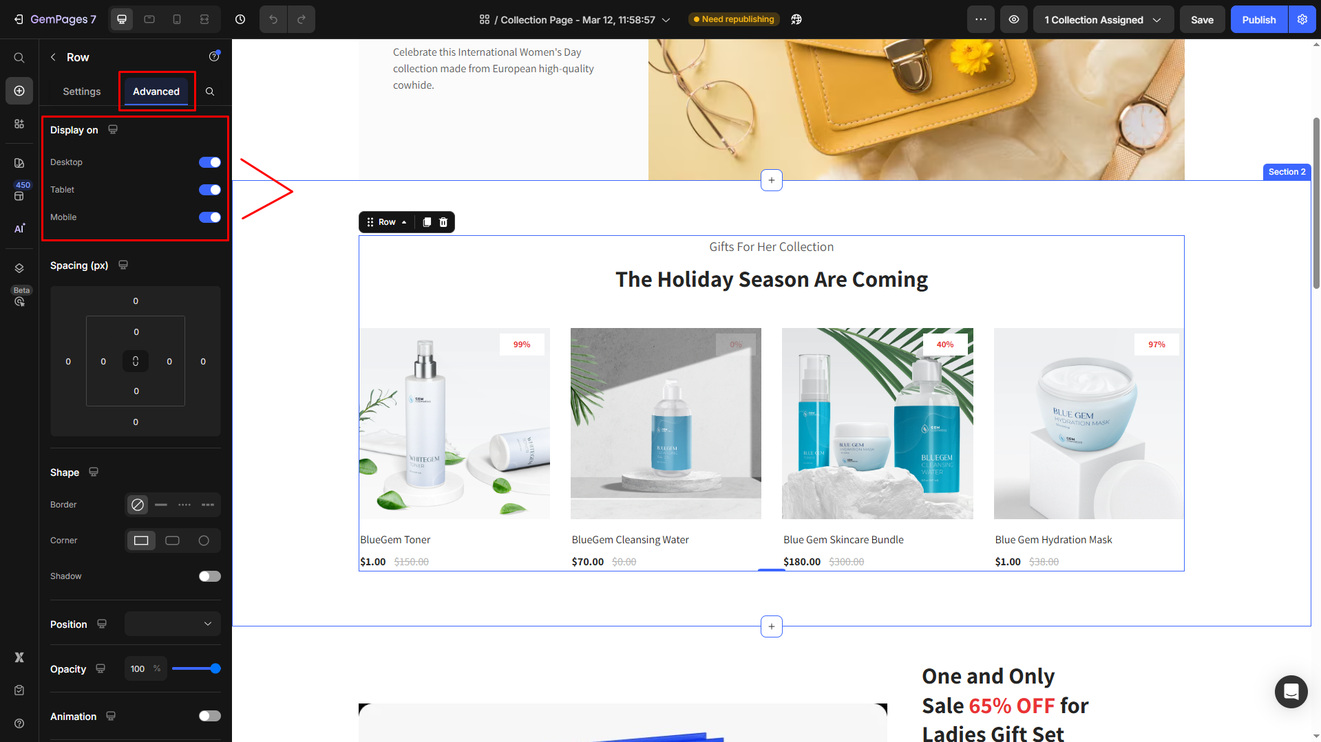 Select devices to display on